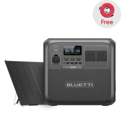 BLUETTI AC180 Portable Power Station | 1,800W 1,152Wh, AC180+350W Solar (Free 10M Solar Extension Cable)| 1800W, 1152Wh, 350W Solar Kit