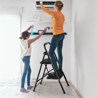 Folding Step Stool with Padded Handgrip and Wide Anti-Slip Pedal for Kitchen/Household/Garden