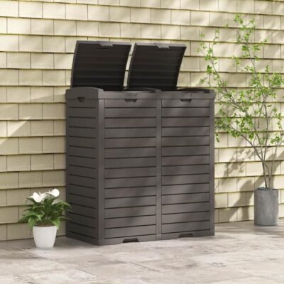 235 L Outdoor Trash Can Waterproof Double Bucket with Drip Tray-Grey